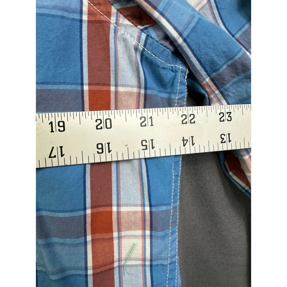 Levis Men's Long Sleeve Plaid Button Down Shirt Blue Orange Standard Fit Large